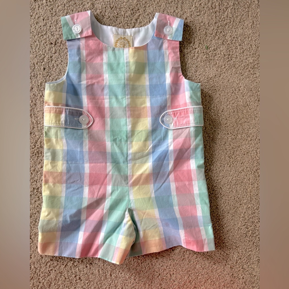 TBBC The Beaufort Bonnet Co pastel plaid Jon Jon 2T EUC